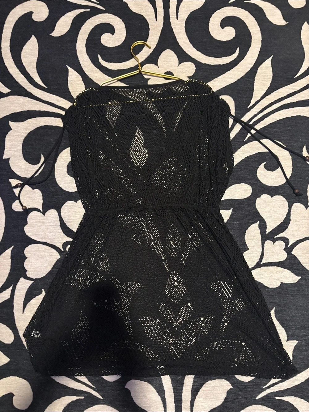 Miken Black Crochet Swim Cover-Up